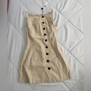 Sleeveless Beige Button-Down Dress